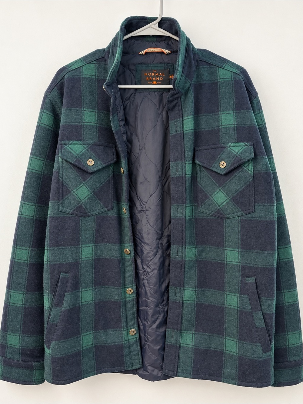 The Normal Brand Green & Navy Plaid Quilted Shirt Jacket